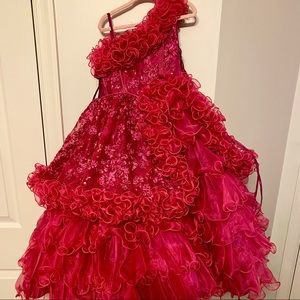 Ruffle magenta pink pageant formal dress - 4T